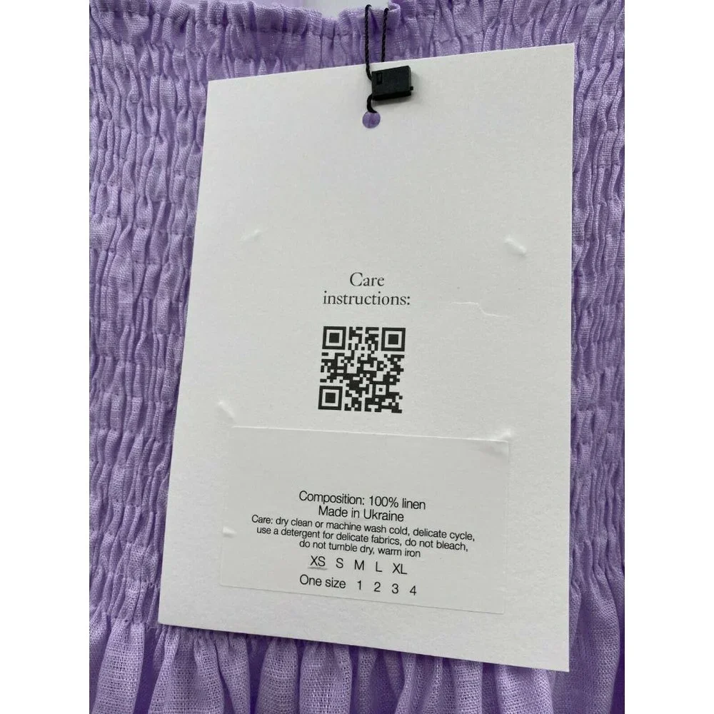 Sleeper Women’s Atlanta Linen Lounge Dress Lavender Smocked Size XS $320 - Picture 6 of 6